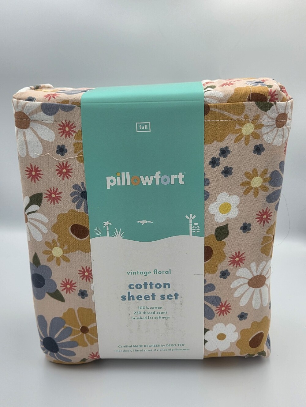 pillowfort Vintage Floral Cotton Sheet Set Full, Cream Floral Nwt